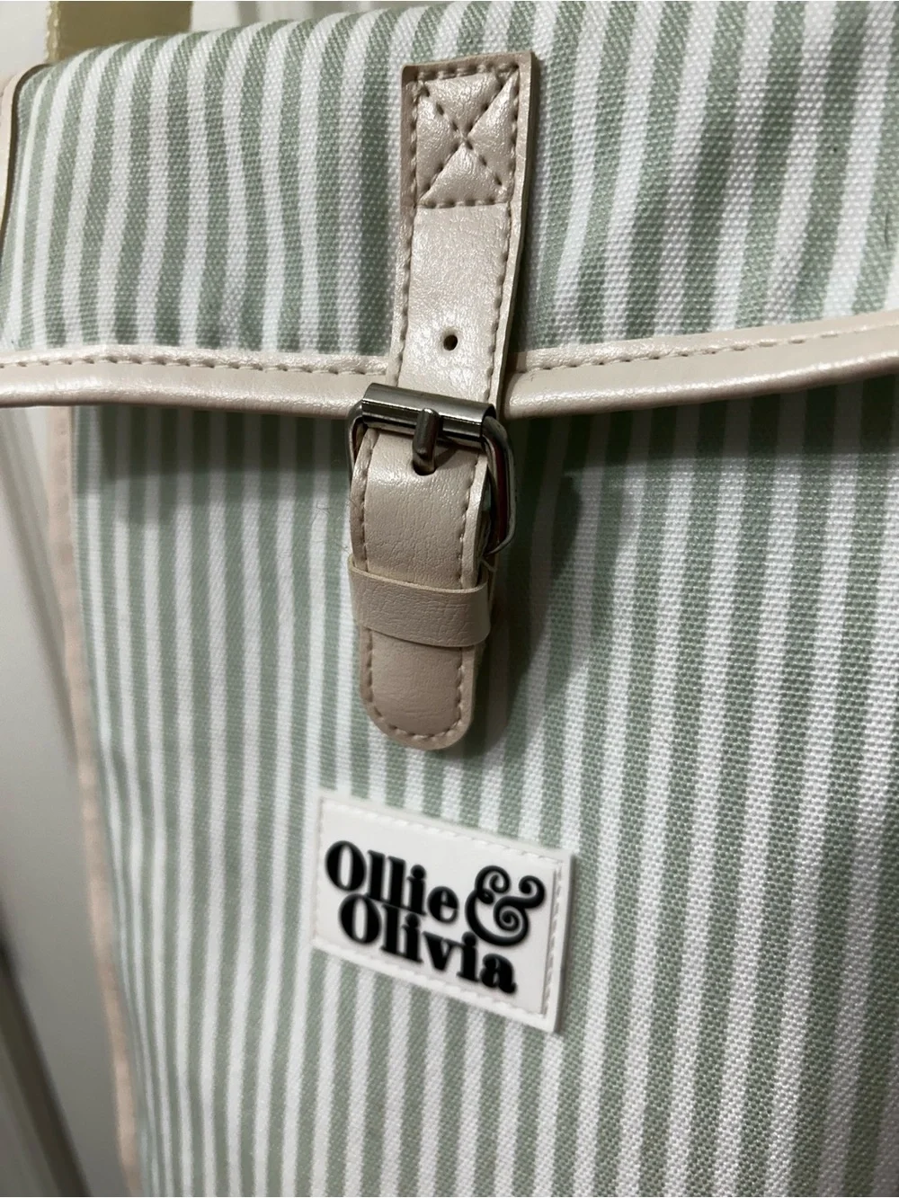 Cooler Bag in Light Green Strip